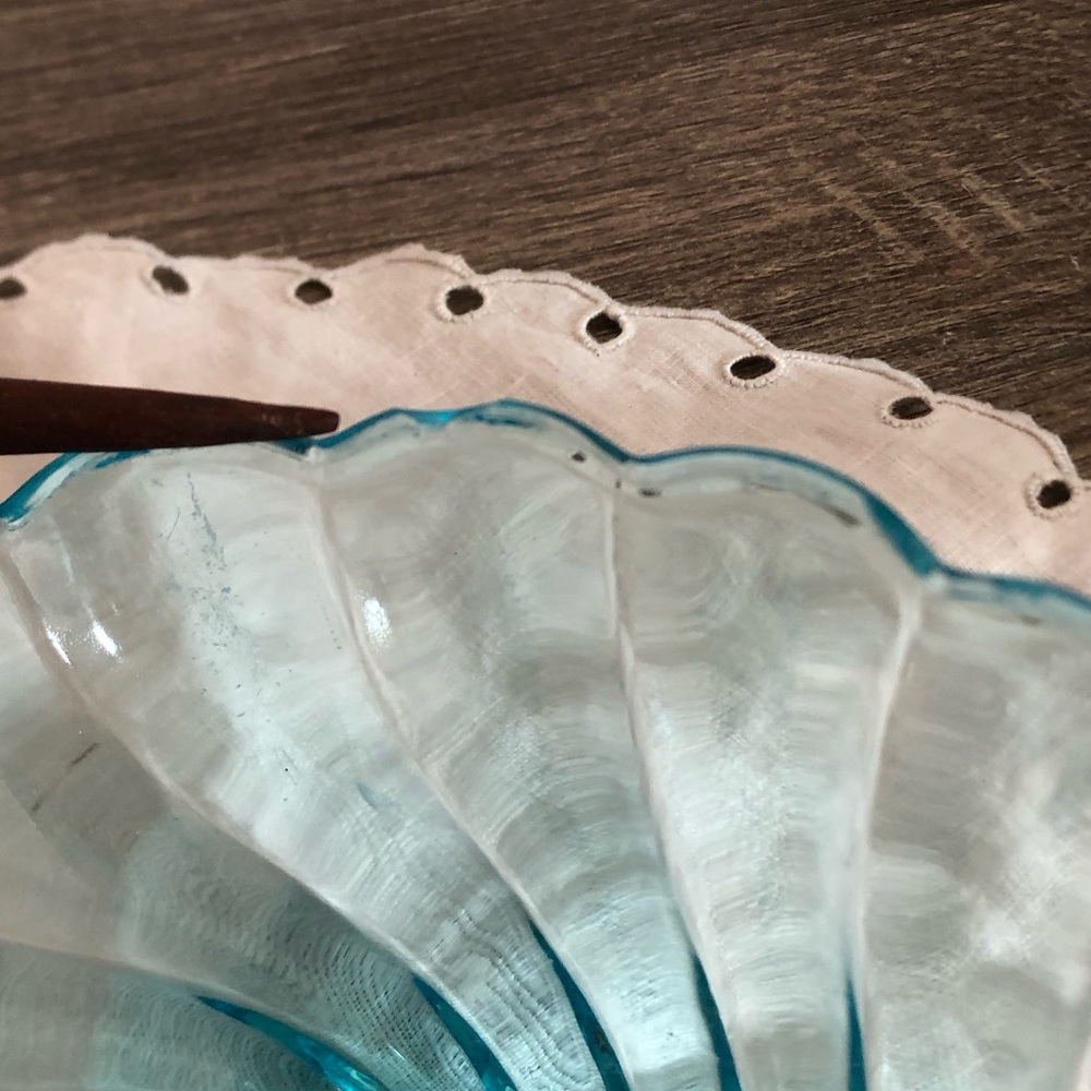Vtg Hazel Atlas Colonial Swirl Capri Blue Serving Set - Picture 14 of 15